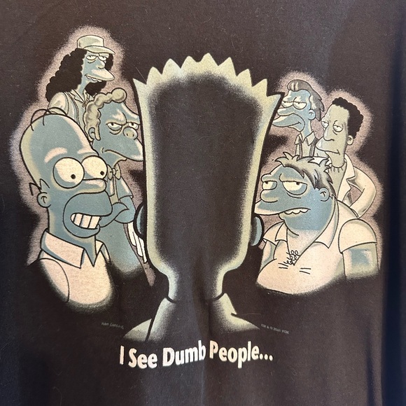 Vintage 2001 The Simpsons "I See Dumb People" black cotton t-shirt M - Picture 2 of 5